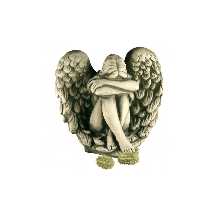Gartenfigur Engelfrau in Flügel sitzend "NERIA" Steinguss 
